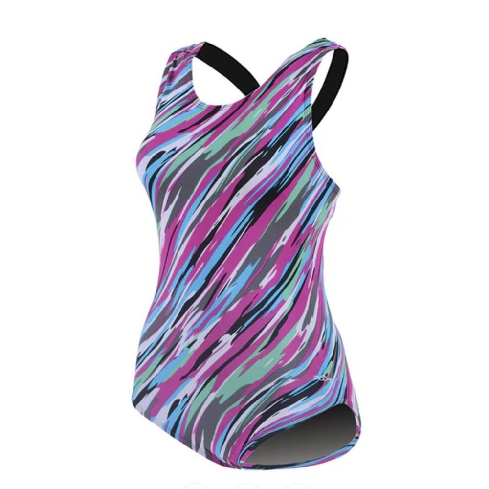 Dolfin Aquashape Womens 40/14 Conservative Lap Suit One Piece Swimsuit Multi NWT